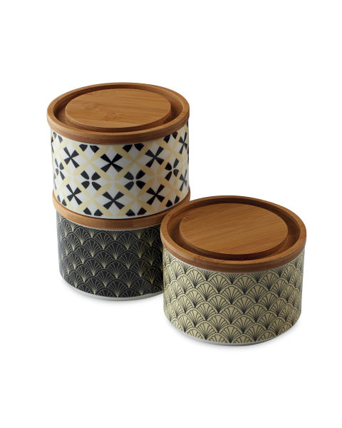Black Pattern Stackable Canisters