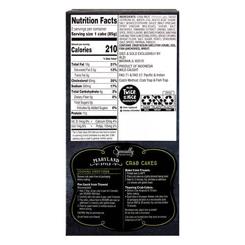 Maryland Style Hand Made Crab Cakes, 2 count