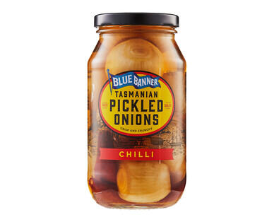 Blue Banner Traditional Tasmanian Pickled Onions with Chilli 525g