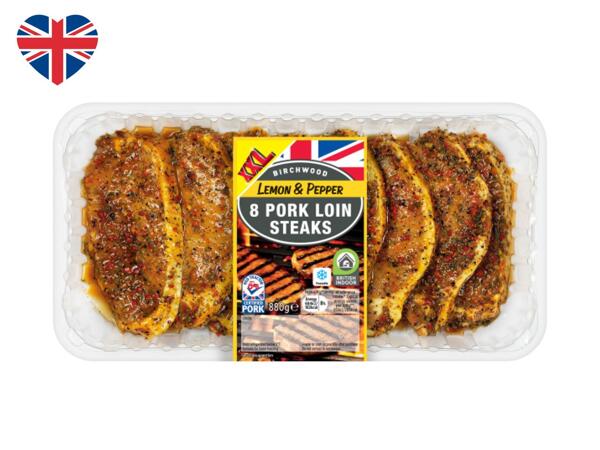 Birchwood XXL British Lemon & Pepper Pork Loin Steaks, 880g