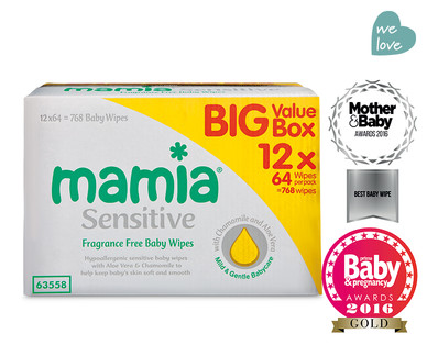Baby Wipes Sensitive 12 x 64 Pack