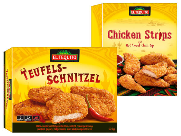 Teufelsschnitzel/ Chicken Strips mit Hot Sweet Chili Dip