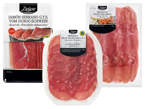 DELUXE Bresaola I.G.P./Prosciutto Crudo Casa Emilia/Jamón Serrano vom Duroc Schwein I.G.P.