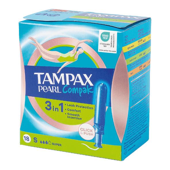 TAMPAX(R) 				Tampons pearl Compak, 18 pcs
