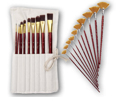 Lot de pinceaux d'artiste/pinceaux éventails, 10 pièces