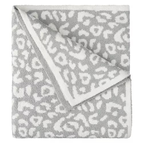 50" x 70" Ultra Cozy Knit Throw, Gray Leopard