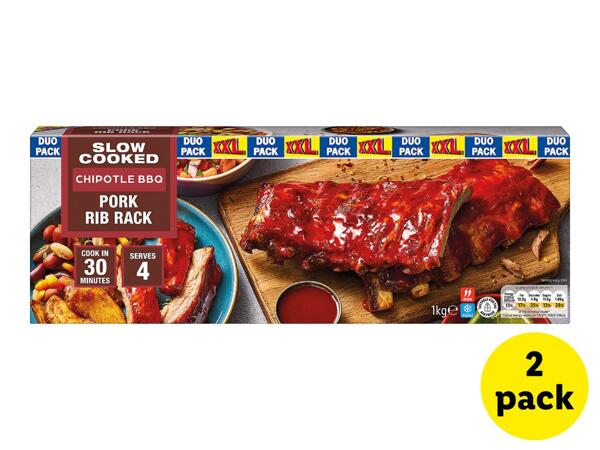 2 Slow Cooked Chipotle BBQ Pork Rib Racks