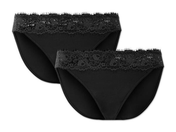Damen Mini-Slips mit Spitze, 2 Stück