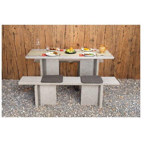 NOUVEL Rechteckiger Granittisch mit Sitzbank "Morcote", 160 x 75 cm