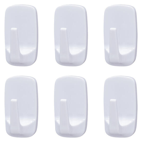 Easy Home White Medium Hooks - 6pk