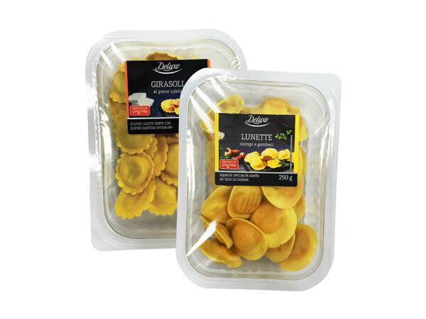 Lunette with scampi and prawns or girasoli with swordfish