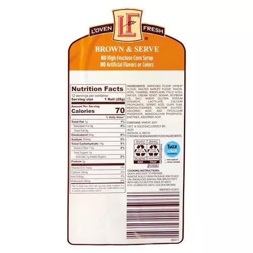 Brown and Serve Rolls, 12 count