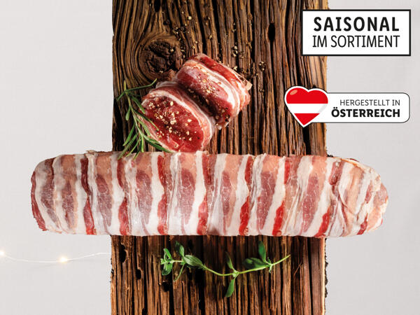 Frisches Schweinefilet im Speckmantel