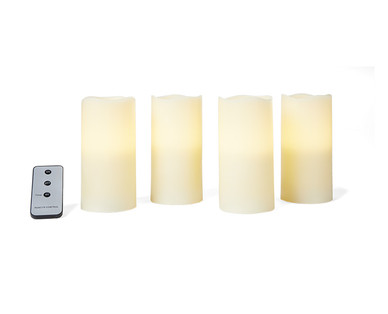 Merry Moments 4-Piece Flameless LED Candle Set with Remote and Timer