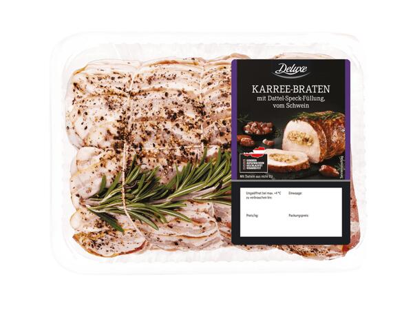 Frisches Schweinekarree mit Dattel-Speck-Füllung