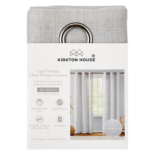 37" X 84" Sheer Curtain Pair - Gray Stripe, 2 pack