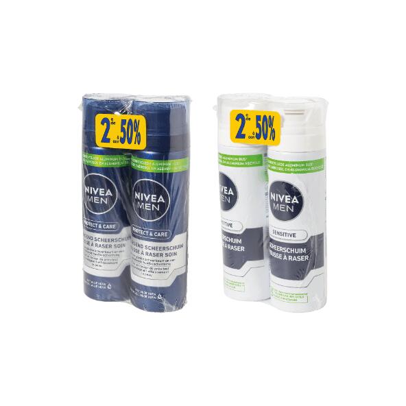 NIVEA(R) 				Mousse de rasage pour hommes, 2 pcs