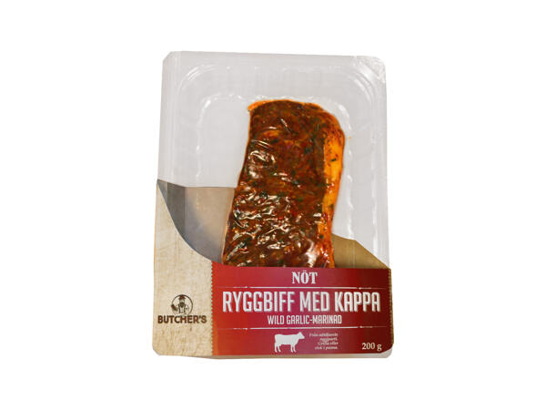 Färsk ryggbiff med kappa, wild garlic