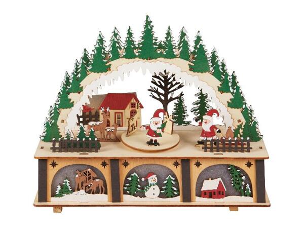 Dřevěný LED domek s pohyblivými figurkami