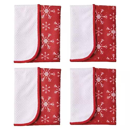 4 Pack Holiday Scrubber Dishcloths - Snowflakes