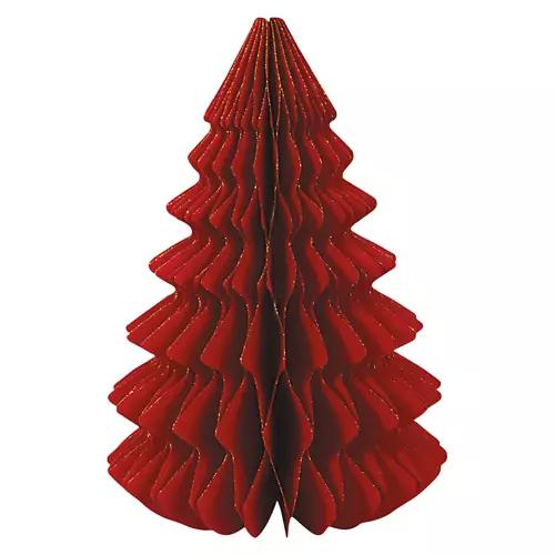 Set of 2 Holiday Paper Trees, Red with Gold Accents