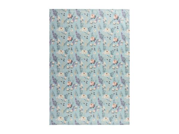 Blue Tablecloth With Floral Pattern