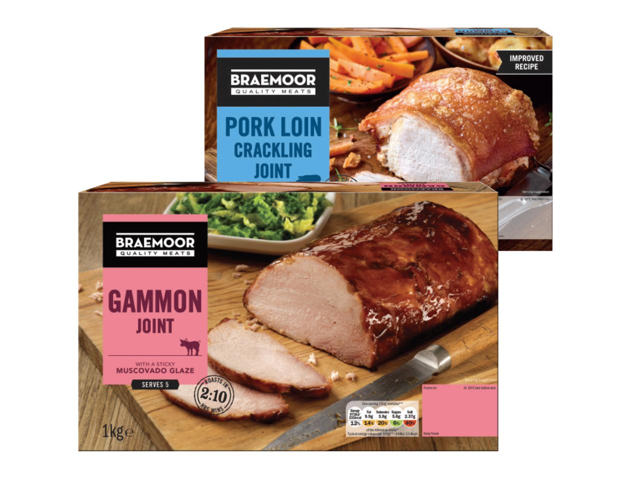 BRAEMOOR Gammon Joint with Muscovado Glaze/Pork Loin Joint with Crackling