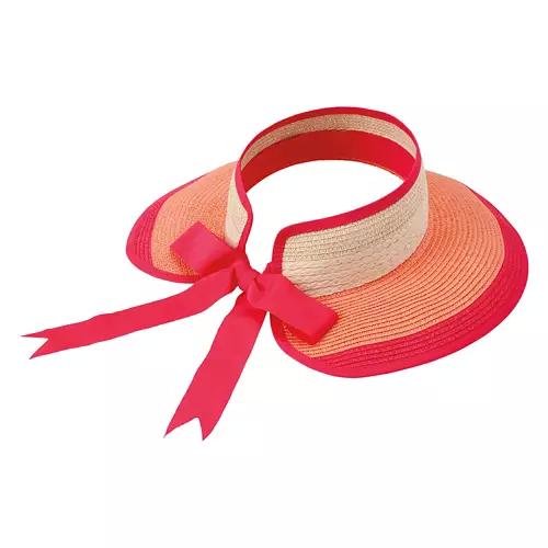 Ladies Beach Hat - Pink Stripe, One Size