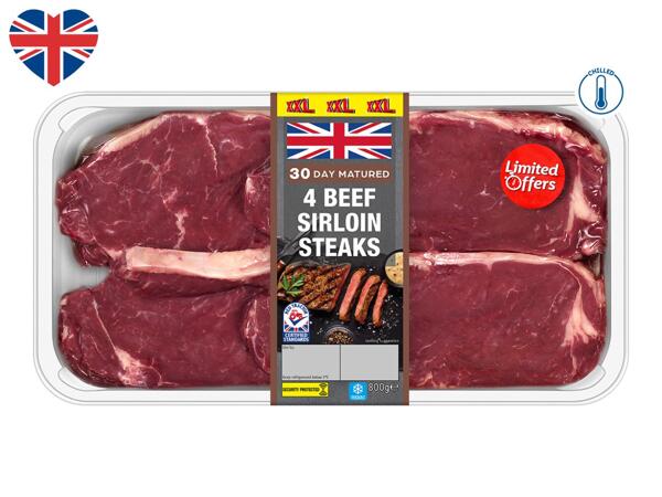 4 British Beef Sirloin Steaks