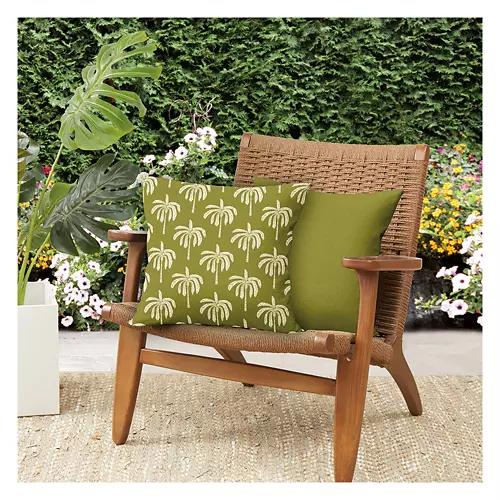 16" X 16" Outdoor Toss Pillows - Green Palms, 2 pack