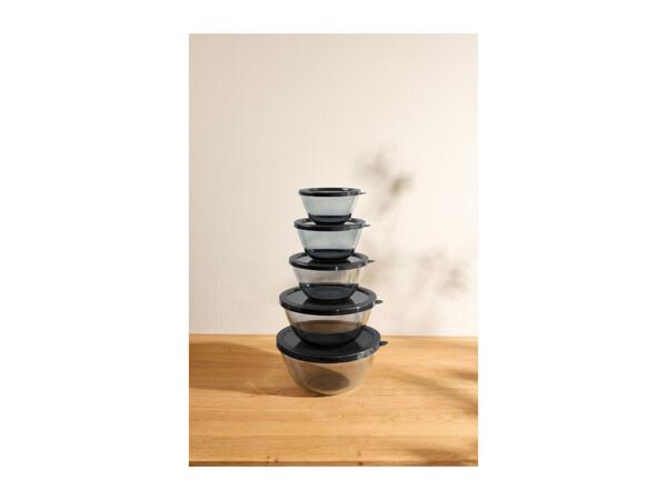 Silvercrest Black Glass Bowl Set - 5 Pieces