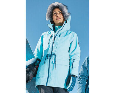 Women's Snowboard Jacket - Aqua with Fur