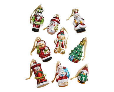 Handmade Glass Baubles 9pk, Metal Tree Top Star or Glass Hanging Figurines 9pk
