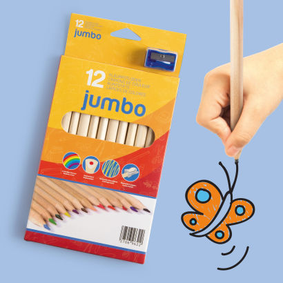 Gros crayons de couleur, 12 pcs