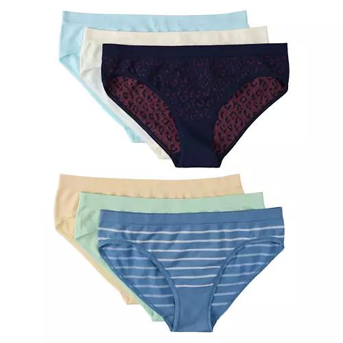 6 Pack Ladies Seamless Bikini, L