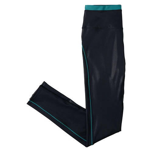 Ladies Skinny Style Fitness Tights - Metallic Black, XL