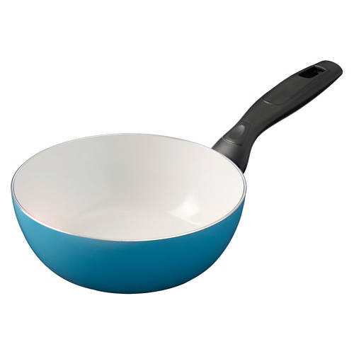Mini Ceramic Wok Pan, Teal