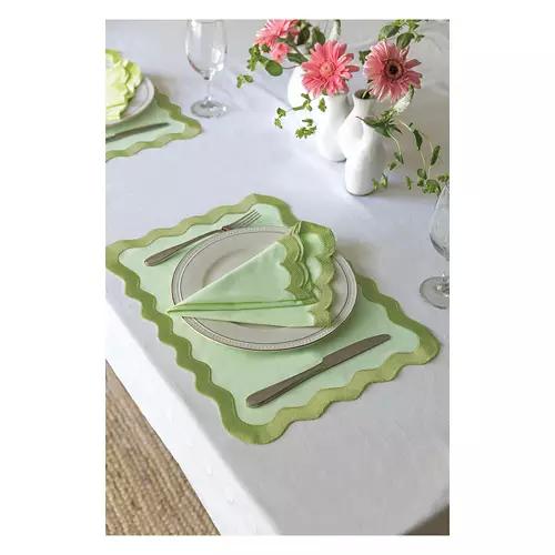 4 Pack Placemats - Green Scallop
