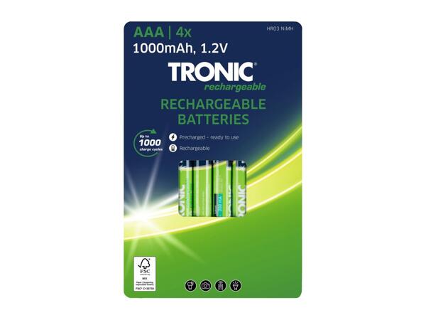 Tronic AAA NiMH Rechargeable Batteries - 4 Pack