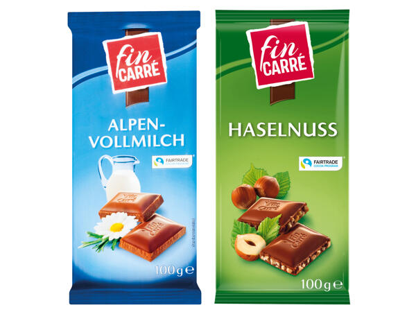 Haselnuss- oder Alpenvollmilch Schokolade