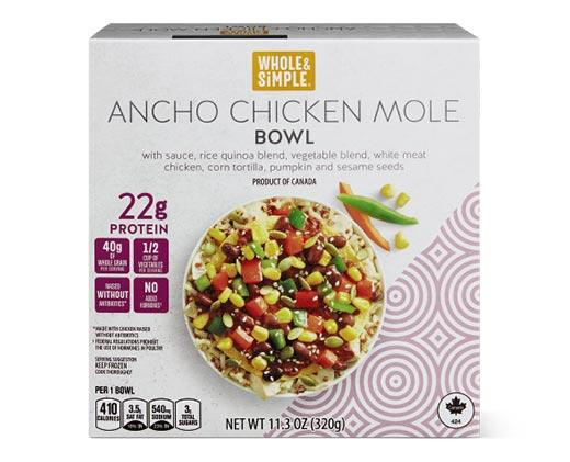 Whole & Simple 
 Ancho Chicken Mole or Beef Bulgogi Bowl