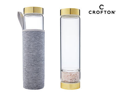 Glass Drink Bottle with Crystals