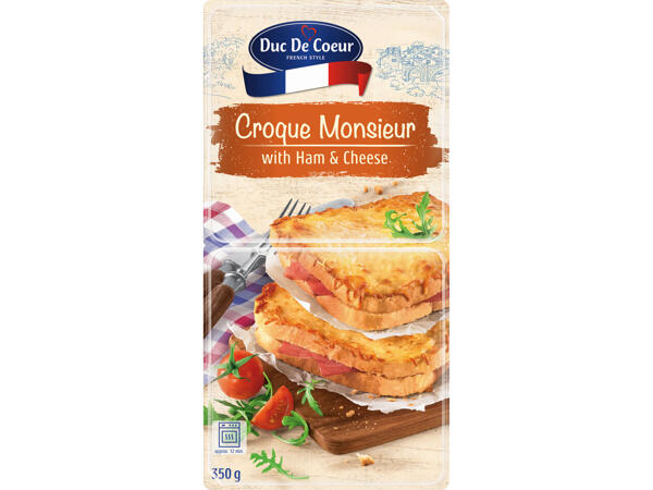 2 croque-monsieur ou croissants fourrés prêts à être réchauffés