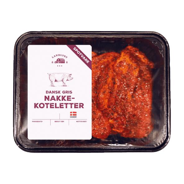 Nakkekoteletter af dansk gris
