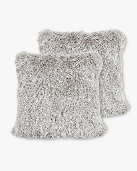 Shaggy Cushion Light Grey - 2 Pack