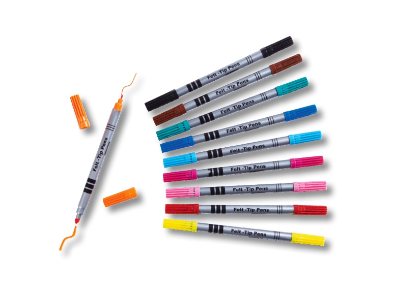 Feutres double pointe, lot de 10