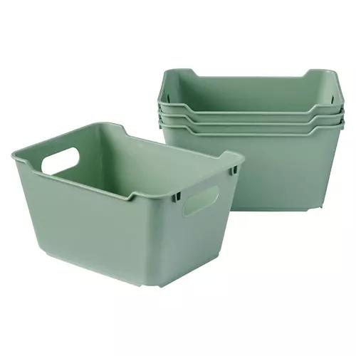 4 Pack Small Plastic Storage Bins, Green
