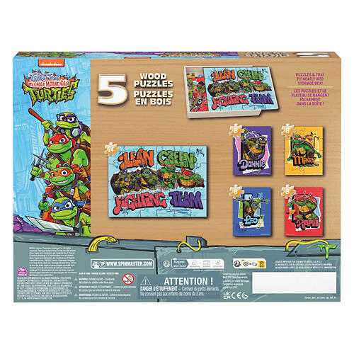 Kids 5 Piece Wooden Jigsaw Puzzle - Ninja Turtles