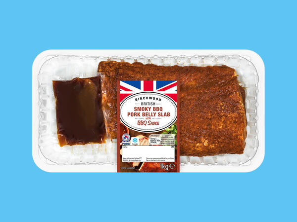 Birchwood Smoky BBQ British Pork Belly Slab with BBQ Sauce
