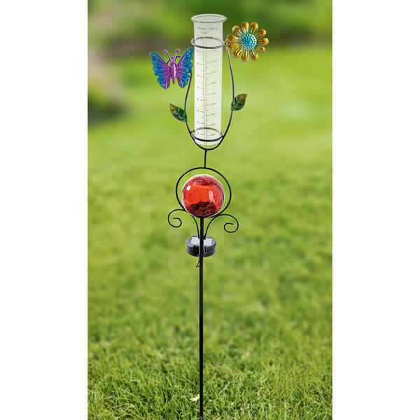 LED-Solarstecker mit Regenmesser